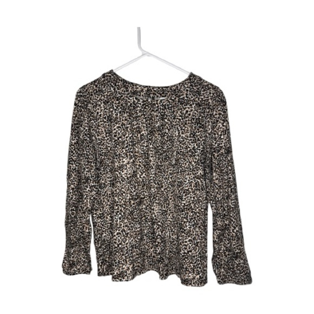 Old Navy Leopard Print Top Ruched Neckline Longsleeve